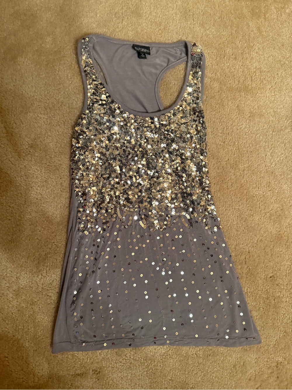 Day trip Sequin Embellished Sleeveless Tank Top - Gray